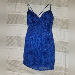 Lulu's Royal Blue Sequin Mini Dress